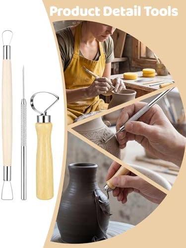 64Pcs Clay Sculpting Tools Kit, Ceramic Clay Ball Stylus Dot Painting Tools, Air Dry Clay Tools Set for Carving, Dotting, Embossing, Shaping, Molding, Pottery Crafts, Nail Art, Rhinestone, Rock - Image 4