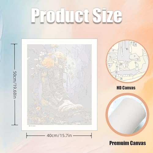 5DDIYART Boot Flowers Paint by Numbers for Adults Beginner, Paint by Number Kits on Canvas, Paint by Easy Acrylic Painting Home Wall Decor 16x20inch - Image 3
