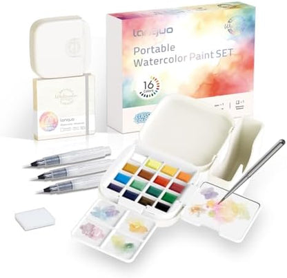 Mini Watercolor Paint Set, Compact Travel Art Kit with 16 Colors by ReliableAffordableQuality