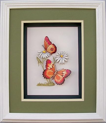 Orange Butterfly and Daisy Flowers - Paper Tole 3D Decoupage Craft Kit Size 8x10 inches K51236 (The Additional Pictures Show Examples of This Craft Kit Assembled and Framed in a Shadow Box Frame) - Image 2