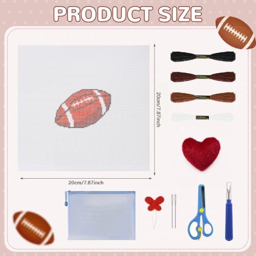 Ansberta 13Pcs Football 18 Mesh Needlepoint Canvas Kit for Beginners Adults - Image 2