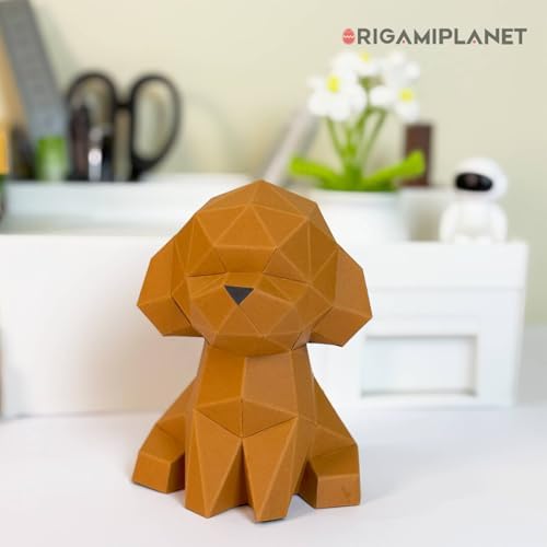 Teddy 3D Origami Paper Craft Kit, Easy DIY Pre-Cut Puppies Paper Sculpture Model for Adults, Cute Animal Handmade Home Decor Papercraft Gift Set for Beginners - Image 6