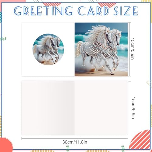 6pcs Diamond Painting Greeting Card with envelopes, DIY Seaside and horses Diamond Art Greeting Card for Blessing and Wish Special Shaped Arts Crafts for Christmas Birthday Thanksgiving Day Holiday - Image 2