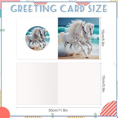 6pcs Diamond Painting Greeting Card with envelopes, DIY Seaside and horses Diamond Art Greeting Card for Blessing and Wish Special Shaped Arts Crafts for Christmas Birthday Thanksgiving Day Holiday - Image 2
