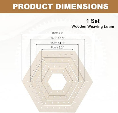 MECCANIXITY 4pcs Weaving Loom, 3.2" 4.3" 5.5" 7" Hexagon Gear Shape Weaving Loom Kit for DIY Crafting, Hanging Decor, Woven Tapestry Knitted Crafts Making - Image 2