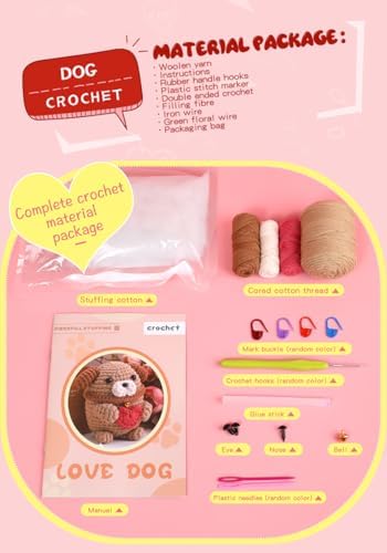 SwiftGo Crochet Kit for Beginners, Dog Crochet Animal Kits with Step-by-Step Video Tutorials, Beginner Amigurumi Crochet Starter Kit for Adults Kids, Holiday Birthday Gift - Image 2