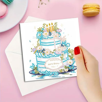 DIY Diamond Greeting Cards Set, 5D DIY Diamond Art Painting Festival Style Greeting Card, DIY Christmas Card Making Kits for Family Friends Handmade Gift-#09-6PC Cake - Image 6