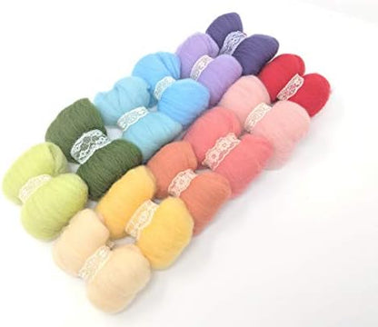Needle Felting Wool Set of 12 Colors - Rainbow Series, 8 Grams Each Color (Rainbow) (Wool-ZZ-Rainbow12-2) - Image 2