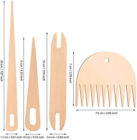 WILLBOND 7 Pcs Wood Weaving Tools Hand Loom Stick Shuttles Comb Needle - Image 2