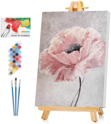 Framed Paint by Numbers Kit for Adults Beginner & Kids, Vintage Flowers Easy Paint by Numbers without Easel, DIY Acrylic Adult Painting by Number Kits on Canvas Framed for Gift Home Decor 8 x 12 Inch by Unknown