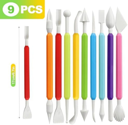CeroDimo 9 Pack Clay Sculpting Tools Set Double End Pottery Modeling Tools Clay Carving and Shaping Tools Air Dry Clay Tool Kit for DIY Craft Projects Polymer Clay Tools Assorted Colors - Image 2