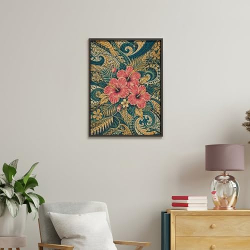 Bozfoxa Paint by Numbers Kit for Adults Beginner Teal Hibiscus Vine - Image 4
