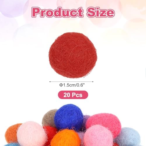 PATIKIL Wool Felt Balls Beads Wool Felting Pom 1.5cm 15mm Dark Red for Home Decor DIY Crafts Handcrafts Project Pack of 20 - Image 2