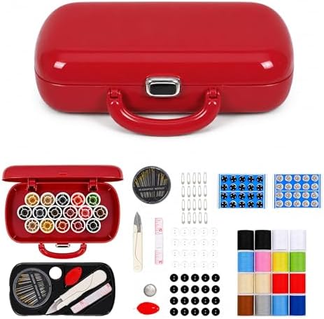 FKOG Sewing Project Kit, 151 Pcs Family Sewing Supplies Repair Kit Traveler Sewing Kit Sewing Thread Accessories DIY Sewing Supplies Organizer (Dark Red) by FKOG