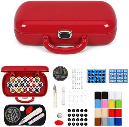 FKOG Sewing Project Kit, 151 Pcs Family Sewing Supplies Repair Kit Traveler Sewing Kit Sewing Thread Accessories DIY Sewing Supplies Organizer (Dark Red) by FKOG