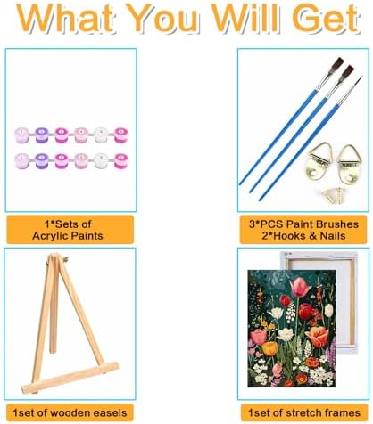 Meothan Framed Paint by Numbers Kits for Adults 12x16in with Wooden Easel - Image 6