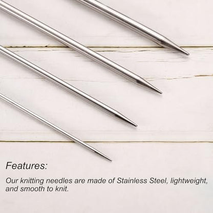uxcell 10Pcs Knitting Needle 4mm Diameter 5.9 Inches Length Stainless Steel Double Pointed Sweater Stitching Needles for Handmade Projects DIY Knitting - Image 4