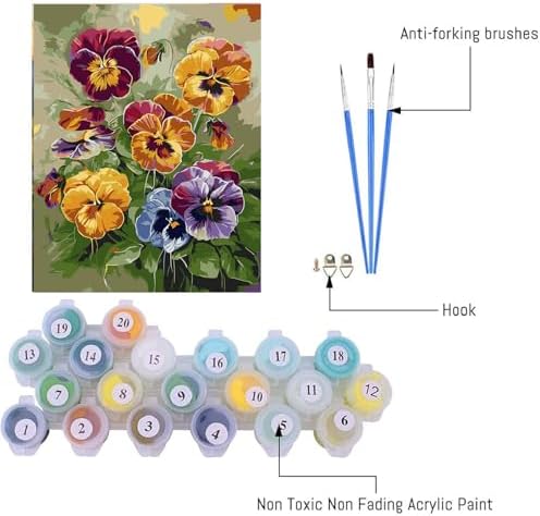AIBOERL Paint by Numbers Kit for Adults Beginner, Pansies, 12X16In - Image 3