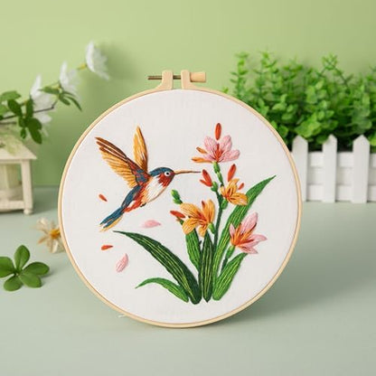 GLTAYLMY 3 Pack Embroidery Kits for Adults, Hummingbird and Flower Embroidery Kit for Beginners with Clear Instructions,1 Plastic Embroidery Hoops, Stamped Patterns, Colorful Threads, Tools - Image 6