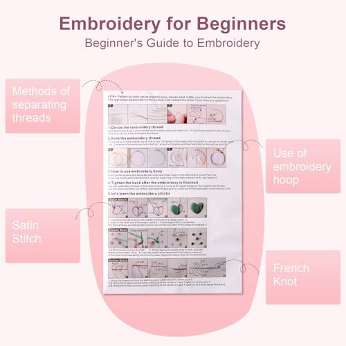 Haootadiy Beginner Embroidery Kit for Adults, Easy Cross Stitch Kit for Beginners and Adults, Full Embroidery Hoop Kit with Needles and Thread Included (Pattern 2) - Image 4