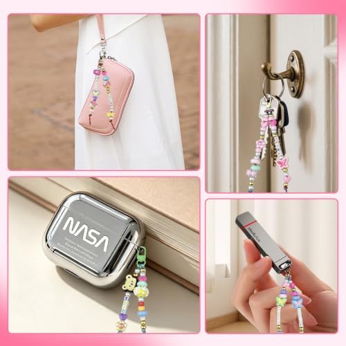 NCIWAN Y2K Beaded Keychain Making Kit for Girls, Kawaii Acrylic Bag Charm & Phone Lanyard Supplies, DIY Craft Jewelry Making Kit with Letter, Bear, Bow, Butterfly Beads for Kids Teens Women - Image 6