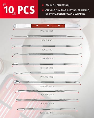 YETOOME 10 Pcs Dental Wax Carving Tools Set with Case, Stainless Steel Clay Sculpting Pottery Sculpture Tools for Dental Pottery Sculpting Plaster Carving - Image 4