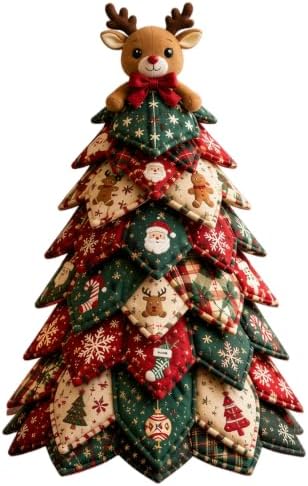 TREBIN DIY Patchwork Animal Kit, Fabric Sewing Set for Adults, Handmade Patchwork Craft Set for Decorative Gnome Halloween Christmas Ocean Animal Home Decor Project (Elk DIY Quilted Christmas Tree) - Image 6