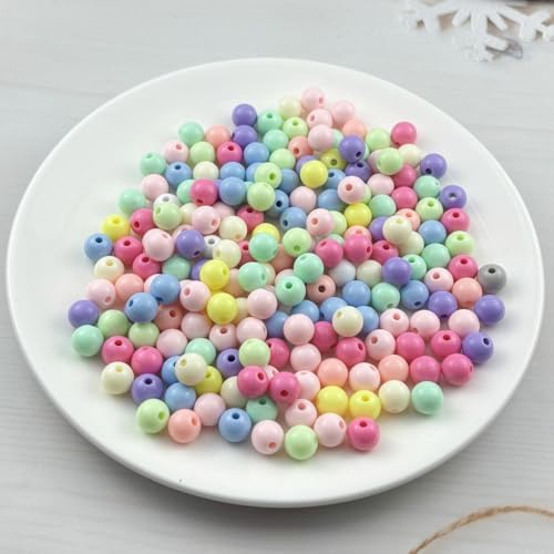 200pcs Acrylic Round Beads for Crafts 10mm Resin Candy Color Spacer Beads with Hole for Jewelry Making Sewing Crafts Decoration Necklaces Bracelets Earrings Supplies(Light Mix Colors) - Image 2