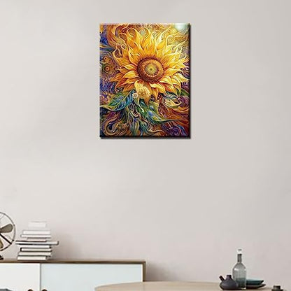 TUMOVO Blooming Sunflowers Paint By Numbers For Adults Beginner Wildflowers Field DIY Acrylic Canvas Girls Bedroom Decor Painting Kits Landscape Art 16x20 Inch Gift (Without Frame ) - Image 3