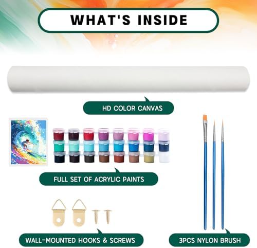 Possoco Paint by Numbers Kit for Adults Beginner & Kids Age 8-12, Colorful Easy Adult Paint by Number Kits on Canvas, DIY Acrylic Watercolor Oil Painting by Number for Teens for Home Decor 16x20 Inch - Image 5