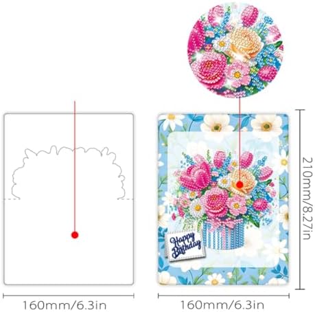 jinglinhh 6pcs Diamond Art Painting Birthday Tulip Daisy Flower Bouquet Greeting Cards with Envelopes, DIY Card Making Kits for Adults, Diamond Art Postcards Christmas Cards Craft Gifts - Image 2