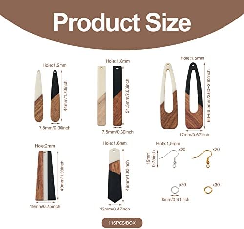 FASHEWELRY 16Pcs Teardrop Resin Wood Earrings Charms Long Drop Shape Wooden Earring Blanks Wooden Earrings Findings for Jewelry Making with 100Pcs Earring Hooks Jump Rings - Image 7