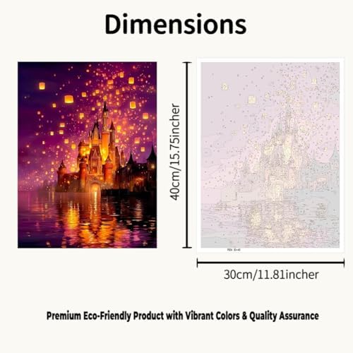 CraftBliss Paint by Numbers for Adults, Magical Sky Lantern Castle, DIY Acrylic Oil Painting Kit on Canvas, Fantasy Landscape Wall Art for Beginners, Home Decor Gift for Art Lovers, 12x16 inch - Image 2