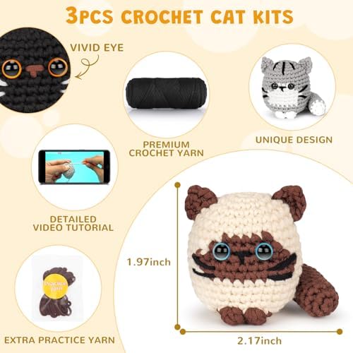 Crochet Kit for Beginners, Cat Crochet Kit for Adults Beginner - Image 3
