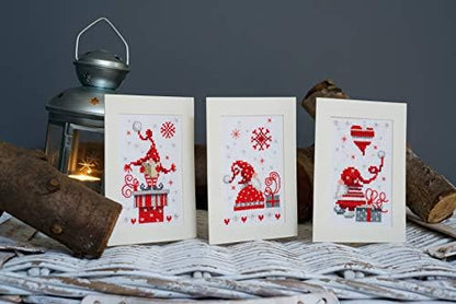 Vervaco Counted Cross Stitch Greeting Card Kit Christmas Gnomes (Set of 3) 6" x 4" - Image 5