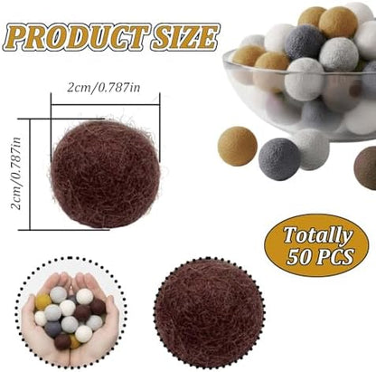 Muimurex 50Pcs Wool Felt Balls 2.0cm for DIY Crafts & Decor(5 Colors) - Image 2