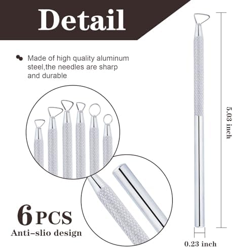 Glamorway Pottery Tools, 6-Piece Clay Sculpting Tools Set with Mini Aluminum Ribbon Loop Cutters for Carving, Trimming and Detail Work - Image 3