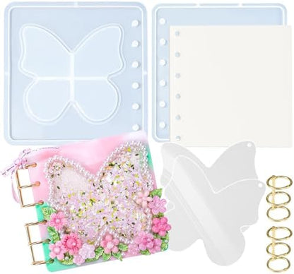 DIY Resin Shaker Journal Kit Butterfly - Complete Set with Square Notebook Molds, Binder Refills by FUNSHOWCASE