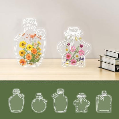 Large Size Transparent Dried Flower Bookmarks, 20 PCS Handmade DIY Flower Page Clips,World in Bottle-Making Stunning Herbarium(Wishing Bottle) - Image 2