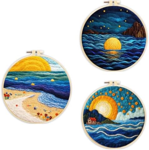 3 Sets Wool Felt Sets Seascape Scenery Needle Felting Kits by Unknown