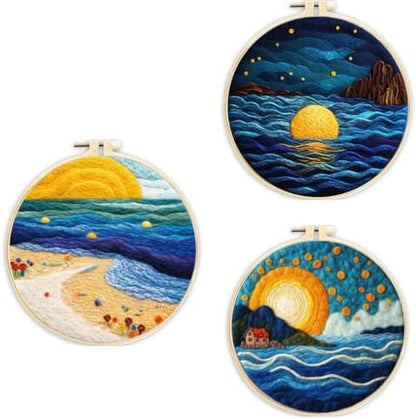 3 Sets Wool Felt Sets Seascape Scenery Needle Felting Kits by Unknown
