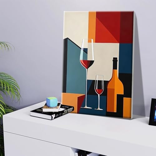 JOOZ Paint by Numbers Kit for Adults with Frame Wine Glass, 8x12 Inch - Image 7