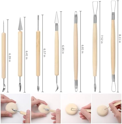 Blisstime 18PCS Clay Sculpting Tools, Basic Clay Pottery Carving Tool Kit with Wooden Handles and Tool Bag - Image 3