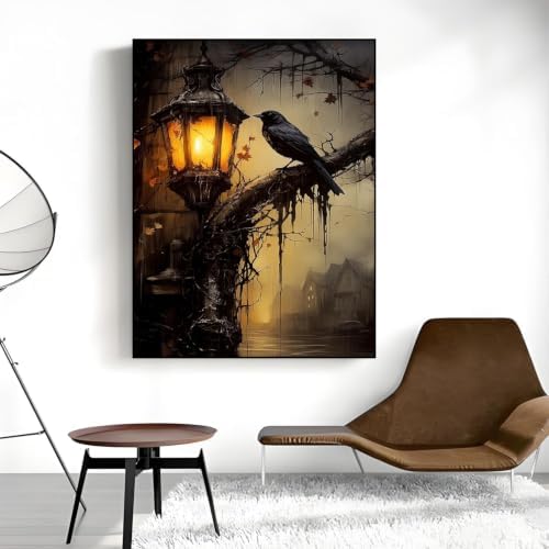 Gothic Crow Paint by Numbers Kit for Adults Framed Canvas, Frameworkless - Image 5