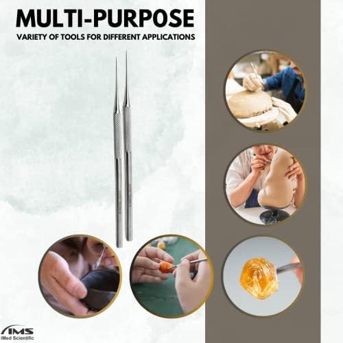 Clay Needle Tool 2Pcs Stainless Steel Professional Pin Needle Detail Tool for Ceramic Polymer Clay Sculpture Modeling to Make Intricate Design Detailing (Straight) - Image 2