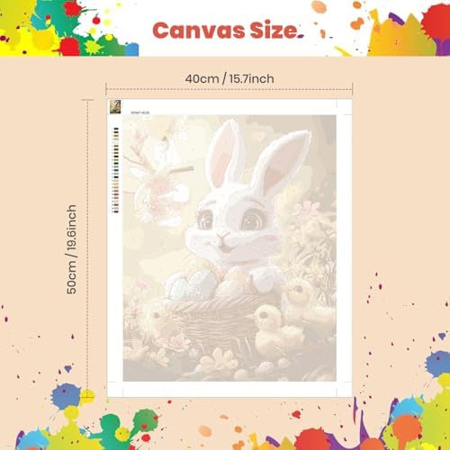Happy Easter Paint by Numbers Kits for Adults, Paint by Number Beginner, Easter Bunny with Eggs, Canvas Painting by Numbers for Adults, Easy DIY Oil Painting Kits for Gifts Home Decor 16x20 Inch - Image 3