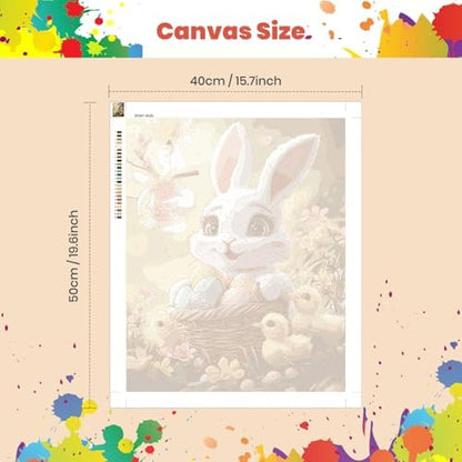 Happy Easter Paint by Numbers Kits for Adults, Paint by Number Beginner, Easter Bunny with Eggs, Canvas Painting by Numbers for Adults, Easy DIY Oil Painting Kits for Gifts Home Decor 16x20 Inch - Image 3