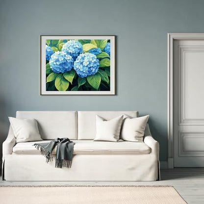 Natuyalo Paint by Numbers Kit for Adults Beginners, 16" Wx20 L Canvas Pictures Painting Acrylic Paintwork with 3 Pcs Paintbrushes, Blue Hydrangea Flowers - Image 3