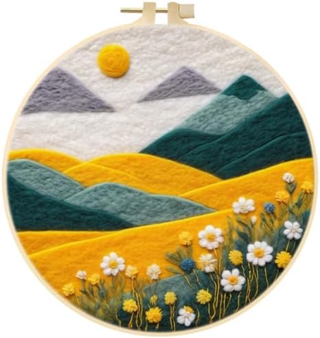 Wool Felt Painting Needle Felting Kit for Beginner Adult Flowers Landscape by Eforcase
