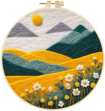 Wool Felt Painting Needle Felting Kit for Beginner Adult Flowers Landscape by Eforcase